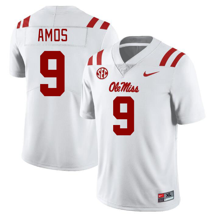 Men #9 Trey Amos Ole Miss Rebels College Football Jerseys Stitched-White